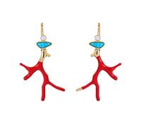 Fashionable Jewelry Decor Red Coral Antlers Drop Earrings Branch Acrylic Resin Jewelry Girls Weird