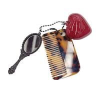 Fashionable Key Rings Portable Leopard Print Comb Keychain With Heart And Makeup Tool Creative Keyring Accessories Wide Tooth Comb