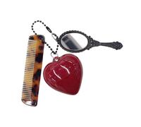 Fashionable Key Rings Portable Leopard Print Comb Keychain With Heart And Makeup Tool Creative Keyring Accessories Wide Tooth Comb