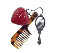 Fashionable Key Rings Portable Leopard Print Comb Keychain With Heart And Makeup Tool Creative Keyring Accessories Wide Tooth Comb