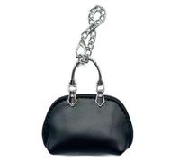 Fashionable Keychain PU Keyring Bag Charm Wallet for Women’s Daily Adventures, Black Silver Chain, Bohemian