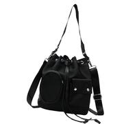 Fashionable Korean Styles Nylon Crossbody Bag With Drawstring For Women Large Capacity Bucket Shoulder Handbag Purse Fashion Shoulder Bucket