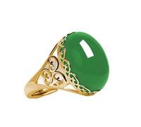 Fashionable Lady Adjustable Natural Agate Onyx Stone Ring Emerald Vintage Inlaid Female Ring Wedding Engagement Jewelry 925 Sterling Silver Crystal Quartz Gemstone Stone Ring Jewelry Gift （Black）