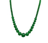 Fashionable Lady Natural Emerald Ruby Gemstone Round Beaded Necklace Emerald Green Jade Graduated Round Beads Strand Choker Necklace for Women(Green)