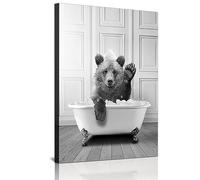 Fashionable Lady Picture Set, Black White Cute Animal Picture, Funny Scottish Highland Cow Wall Art in Bathtub, for Living Room, Bathroom, Bedroom, Decor, Frameless (1pc-DW4, 1pc-50x70cm)