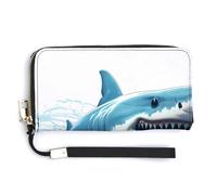 Fashionable Large-capacity Blue Shark Printed Long Handbag, Internal Multi-compartment Design - Meet Your Diverse Travel Needs