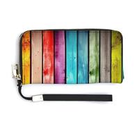Fashionable Large-capacity Colorful Wooden Boards Printed Long Handbag, Internal Multi-compartment Design - Meet Your Diverse Travel Needs