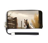 Fashionable Large-capacity Fence And Horse Printed Long Handbag, Internal Multi-compartment Design - Meet Your Diverse Travel Needs