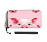 Fashionable Large-capacity Funny Pink Pig Face Printed Long Handbag, Internal Multi-compartment Design - Meet Your Diverse Travel Needs