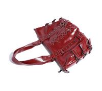Fashionable Large Capacity PU Leather Motorcycle Shoulder Handbag Punk Rivets Crosses Bandage Underarm Bag For Women Everyday Carry Bag