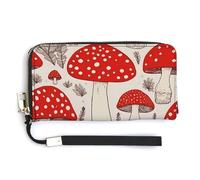 Fashionable Large-capacity Red White Mushroom Printed Long Handbag, Internal Multi-compartment Design - Meet Your Diverse Travel Needs