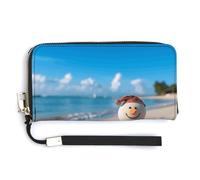 Fashionable Large-capacity Sand Snowman on Beach Printed Long Handbag, Internal Multi-compartment Design - Meet Your Diverse Travel Needs