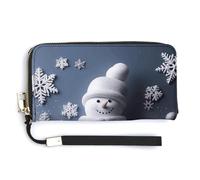 Fashionable Large-capacity Snowman Stars And Snowflakes Printed Long Handbag, Internal Multi-compartment Design - Meet Your Diverse Travel Needs
