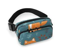 Fashionable Large-Capacity Twill Cartoon Fox Pattern Printed Waist Bag, A Must-Have Item for Hands-Free Travel