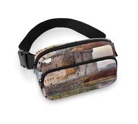 Fashionable Large-Capacity Twill Castle Near Lake Stones Printed Waist Bag, A Must-Have Item for Hands-Free Travel