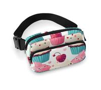 Fashionable Large-Capacity Twill Cupcake Candy Hearts Sweet Printed Waist Bag, A Must-Have Item for Hands-Free Travel