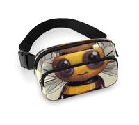 Fashionable Large-Capacity Twill Cute Bee Printed Waist Bag, A Must-Have Item for Hands-Free Travel