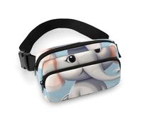 Fashionable Large-Capacity Twill Cute Elephant1 Printed Waist Bag, A Must-Have Item for Hands-Free Travel