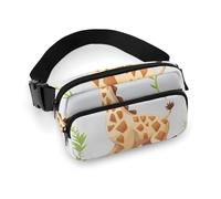Fashionable Large-Capacity Twill Cute Giraffe Printed Waist Bag, A Must-Have Item for Hands-Free Travel