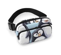 Fashionable Large-Capacity Twill Cute Penguins Printed Waist Bag, A Must-Have Item for Hands-Free Travel
