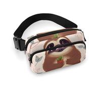 Fashionable Large-Capacity Twill Cute Sloth Printed Waist Bag, A Must-Have Item for Hands-Free Travel