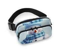 Fashionable Large-Capacity Twill Cute Snowman Printed Waist Bag, A Must-Have Item for Hands-Free Travel