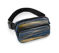 Fashionable Large-Capacity Twill Dawn Ocean Waves Printed Waist Bag, A Must-Have Item for Hands-Free Travel