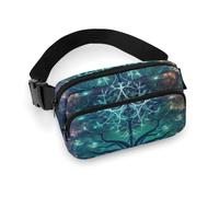 Fashionable Large-Capacity Twill Digital Futuristic Tree of Life Icon with Space Printed Waist Bag, A Must-Have Item for Hands-Free Travel