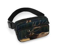 Fashionable Large-Capacity Twill Elk in The Meadow Printed Waist Bag, A Must-Have Item for Hands-Free Travel