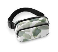 Fashionable Large-Capacity Twill Eucalyptus Leaves Printed Waist Bag, A Must-Have Item for Hands-Free Travel