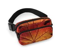 Fashionable Large-Capacity Twill Fall Autumn Leaves Printed Waist Bag, A Must-Have Item for Hands-Free Travel
