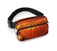 Fashionable Large-Capacity Twill Fall Pumpkin Printed Waist Bag, A Must-Have Item for Hands-Free Travel