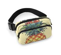 Fashionable Large-Capacity Twill Funny Pineapple Printed Waist Bag, A Must-Have Item for Hands-Free Travel