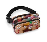 Fashionable Large-Capacity Twill Gingerbread Man Candy Printed Waist Bag, A Must-Have Item for Hands-Free Travel