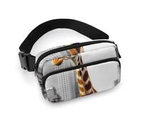 Fashionable Large-Capacity Twill Giraffe in New York Printed Waist Bag, A Must-Have Item for Hands-Free Travel