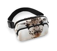 Fashionable Large-Capacity Twill Giraffe Printed Waist Bag, A Must-Have Item for Hands-Free Travel