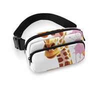 Fashionable Large-Capacity Twill Giraffe1 Printed Waist Bag, A Must-Have Item for Hands-Free Travel