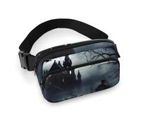 Fashionable Large-Capacity Twill Gothic Happy Halloween Printed Waist Bag, A Must-Have Item for Hands-Free Travel