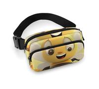 Fashionable Large-Capacity Twill Happy Bee Printed Waist Bag, A Must-Have Item for Hands-Free Travel