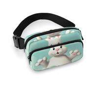 Fashionable Large-Capacity Twill Happy Easter Eggs Bunny Tail1 Printed Waist Bag, A Must-Have Item for Hands-Free Travel
