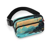 Fashionable Large-Capacity Twill Hello Hawaii Printed Waist Bag, A Must-Have Item for Hands-Free Travel