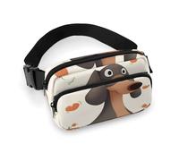 Fashionable Large-Capacity Twill I Love My Dog Dachshunds Printed Waist Bag, A Must-Have Item for Hands-Free Travel