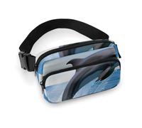 Fashionable Large-Capacity Twill Jumping Up Dolphins Printed Waist Bag, A Must-Have Item for Hands-Free Travel