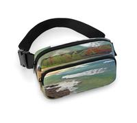 Fashionable Large-Capacity Twill Kauai Hawaii Seashore Printed Waist Bag, A Must-Have Item for Hands-Free Travel
