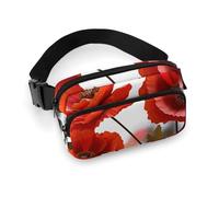 Fashionable Large-Capacity Twill Poppy Flowers Vivid Petals1 Printed Waist Bag, A Must-Have Item for Hands-Free Travel