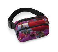 Fashionable Large-Capacity Twill Purple Morning Glory Printed Waist Bag, A Must-Have Item for Hands-Free Travel