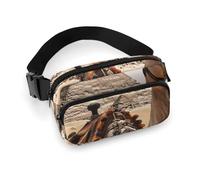Fashionable Large-Capacity Twill Pyramid Camel Printed Waist Bag, A Must-Have Item for Hands-Free Travel
