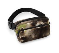 Fashionable Large-Capacity Twill Raccoon Printed Waist Bag, A Must-Have Item for Hands-Free Travel
