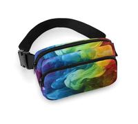 Fashionable Large-Capacity Twill Rainbow Smoke Printed Waist Bag, A Must-Have Item for Hands-Free Travel
