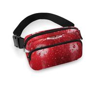 Fashionable Large-Capacity Twill Red Apple Fruit Printed Waist Bag, A Must-Have Item for Hands-Free Travel